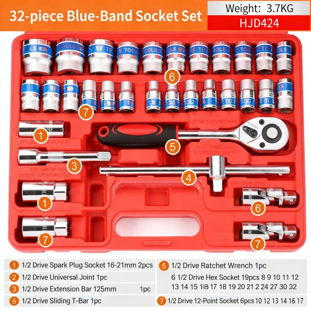 32-piece socket tool set