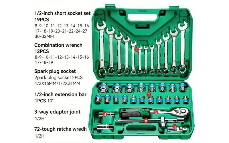 37 PCs Set blue Ribbon 72 tooth Socket