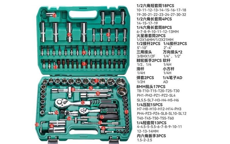 94PCS Set 72 tooth Bent Handle