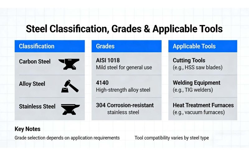 Steel Classification, Grades & Applicable Tools