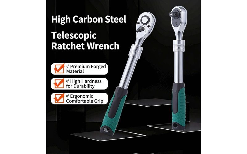 72-Teeth Extendable Ratchet Wrench - 1/2" (Large), 3/8" (Medium), 1/4" (Small) Drive