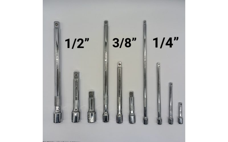 1/2" 3/8" 1/4" Drive Socket Extension Bars Set, Long & Short Extensions for Ratchet Wrenches, CR-V Steel Socket Connecting Tools