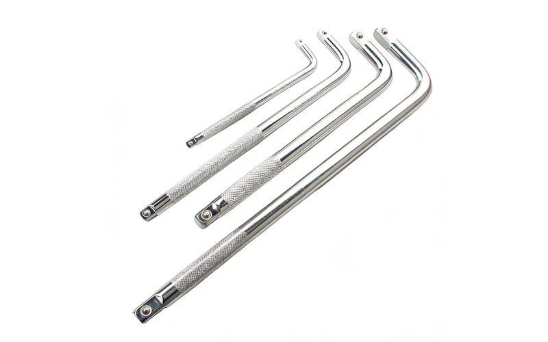 L-Type Socket Wrench Extension Bars Set, Square Drive Socket Adapters, 1/4" 3/8" 1/2" Drive L-Bar Socket Extensions for Ratchet Wrenches, CR-V Steel