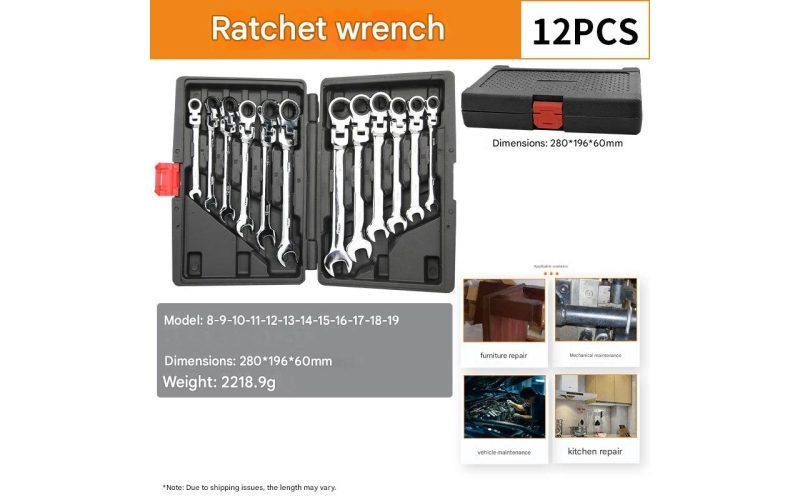 Reversible Universal Combination Wrench Set - Double-Ended Ring & Open End Spanner Kit