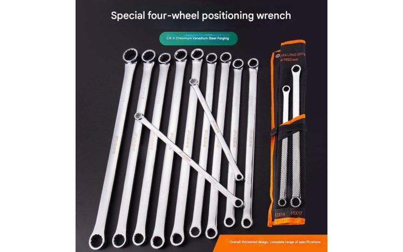 Four-Wheel Alignment Wrench Double-Ended Ring Spanner Aviation Wrench Extra-Long Flat Wrench Camber Adjustment Tool Wrench