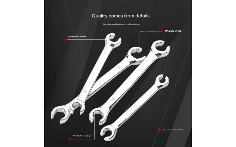 Double End Hex Open End Flare Nut Wrench for Automotive High Pressure Oil Pipe & Brake Line Service