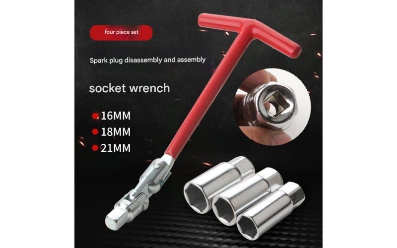 T-Handle Spark Plug Socket Wrench - Universal Joint Spark Plug Remover & Installer 16mm