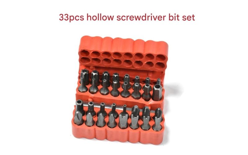 33pcs Screwdriver Bit Set - Hex, Slotted, Phillips, Torx & Security Torx Bits - 1/4" Hex Shank