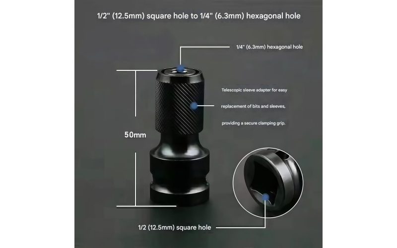 Universal Socket to Hex Bit Adapter for Impact Wrench - Telescopic Spring Sleeve Accessory