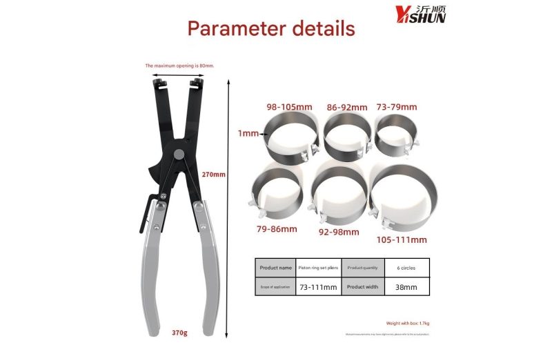 Piston Ring Service Tool Set with Compressor, Expander Pliers & Carbon Scraper for Engine Repair