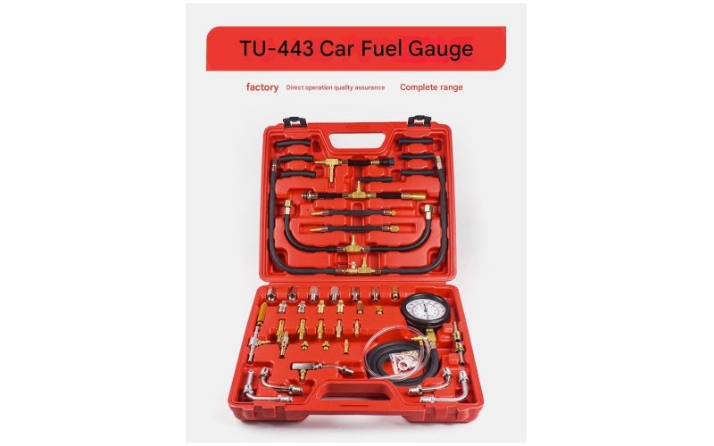 TU-443 Fuel Pressure Test Kit, High Precision Automotive Fuel Pressure Gauge Tester, Universal Gasoline Engine Fuel Pump Pressure Detection Tool for Auto Repair
