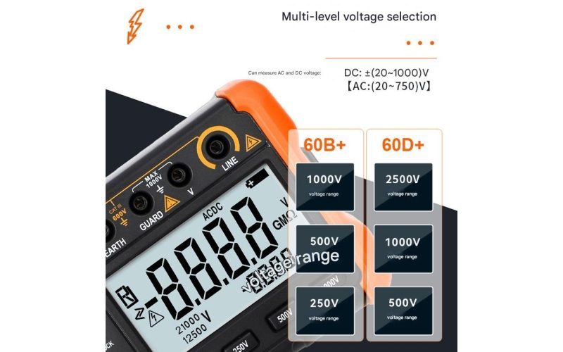 VC60B+ Digital Insulation Resistance Tester 250V/500V/1000V Electronic Megohmmeter Megger Meter